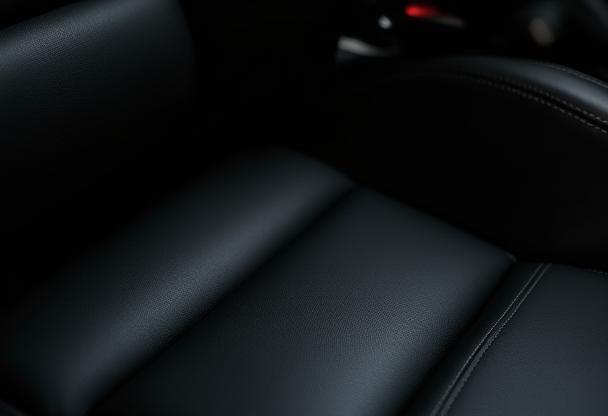 Close up of a clean, conditioned leather car seat